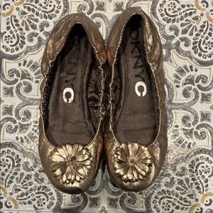 DKNY Women's Metallic Bronze Ballet Flats
